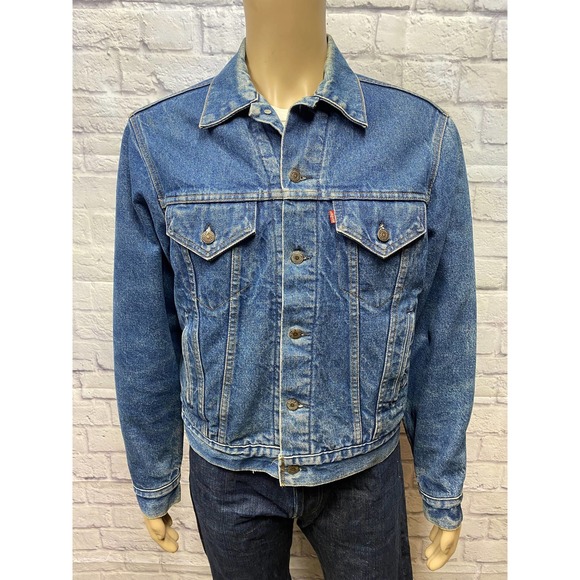 Levi's size 44 western cowboy trucker blanket lining denim jacket made in USA! - Picture 1 of 10